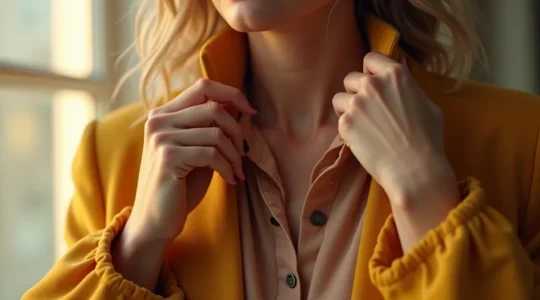 Eine visuell harmonische Darstellung von kuratiertem Outfit-Styling mit durchdachten Farb- und Texturkombinationen