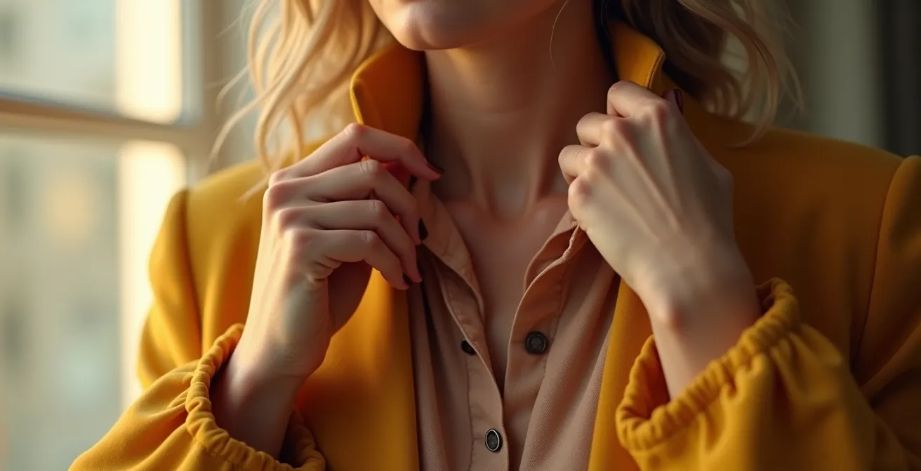 Eine visuell harmonische Darstellung von kuratiertem Outfit-Styling mit durchdachten Farb- und Texturkombinationen