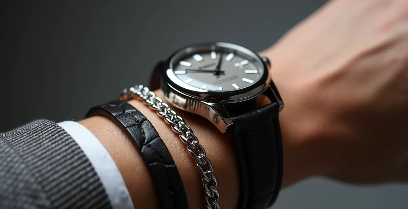 Harmonische Kombination von Armbanduhr mit verschiedenen Armbändern