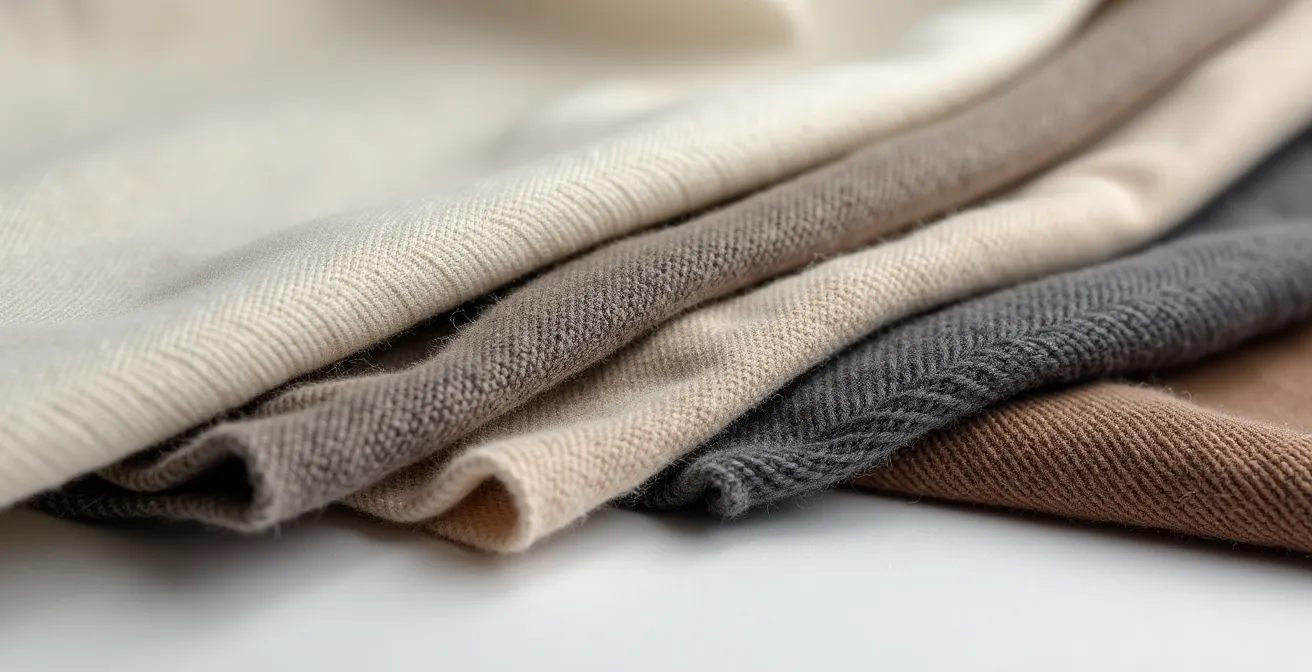 Farbpalette mit fünf harmonischen Neutraltönen für die minimalistische Garderobe