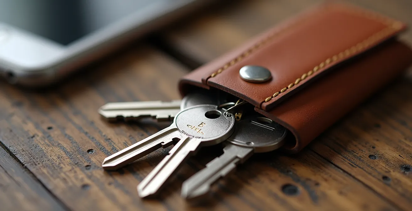 Nahaufnahme innovativer Schlüsselorganizer und smarter Alltagsgegenstände