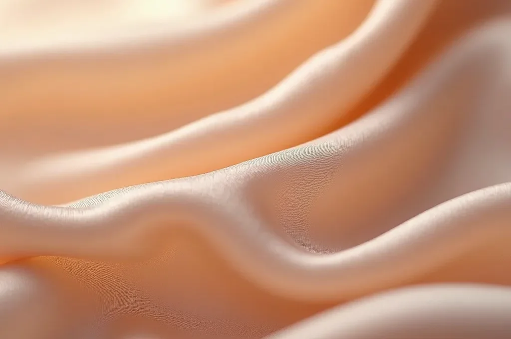 Extreme Nahaufnahme von glatter Seidenoberfläche mit sanften Falten