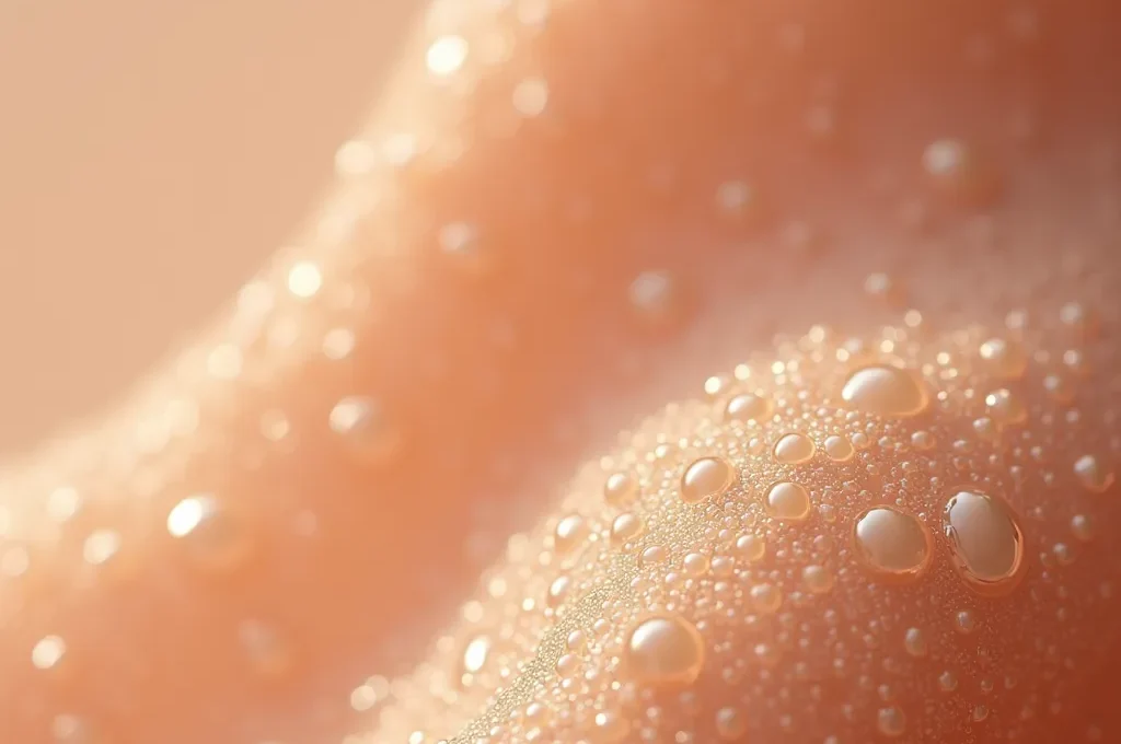Makroaufnahme zeigt natürliche Hauttextur nach ästhetischer Behandlung