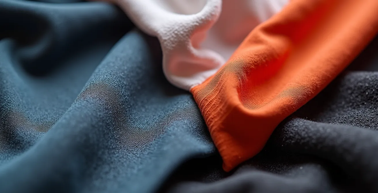 Makroaufnahme verschiedener Texturen und Materialien, die einen visuellen Konflikt erzeugen