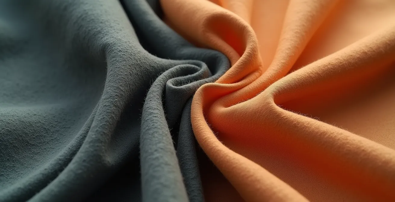 Nahaufnahme von strukturierten Oversize-Stoffen mit verschiedenen Texturen