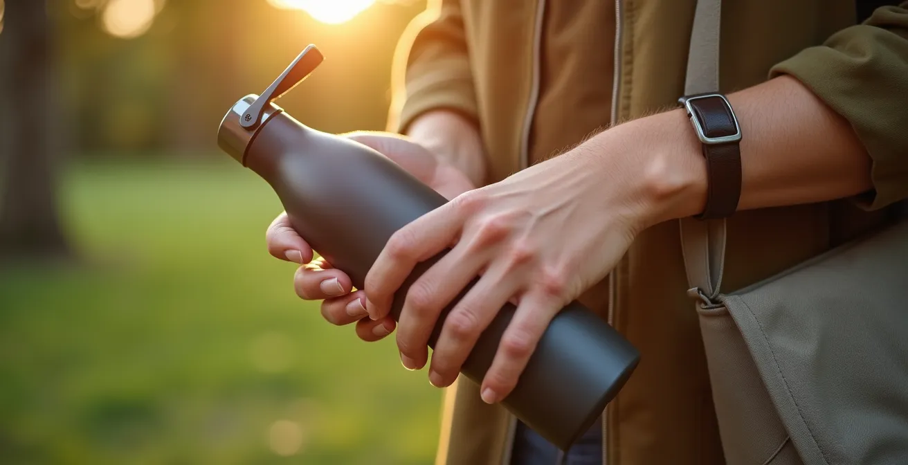 Elegante nachhaltige Alltagsgegenstände in natürlicher Umgebung