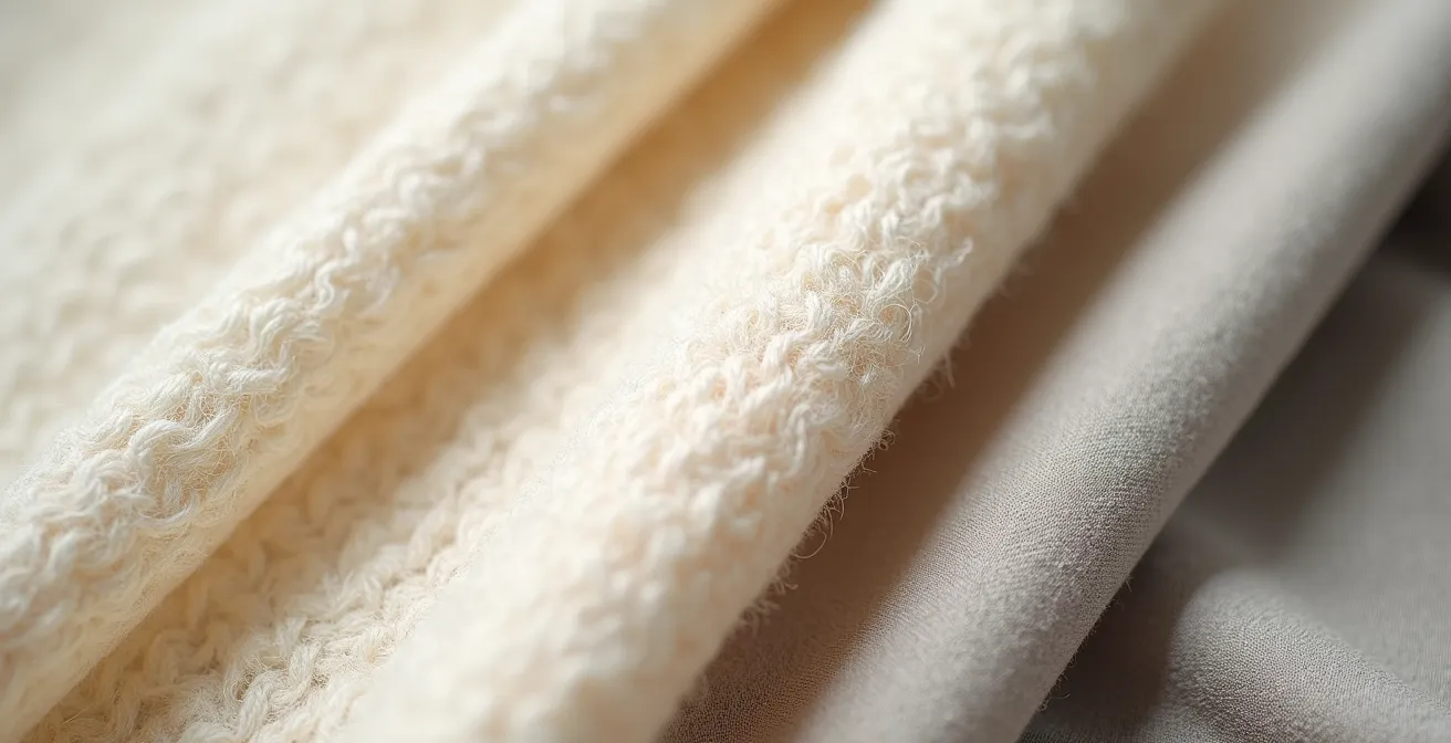Makroaufnahme hochwertiger Naturtextilien mit sichtbarer Struktur