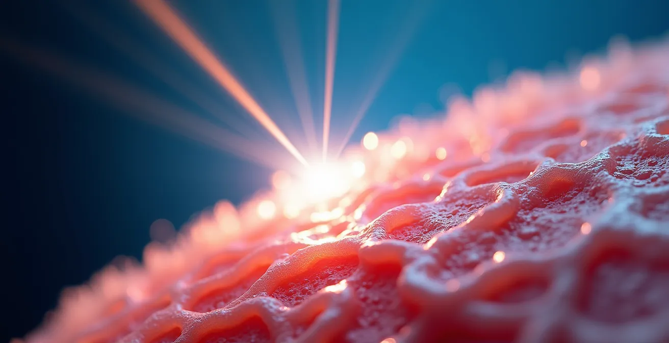 Querschnitt der Haut zeigt das Eindringen von UVA- und UVB-Strahlen in verschiedene Hautschichten