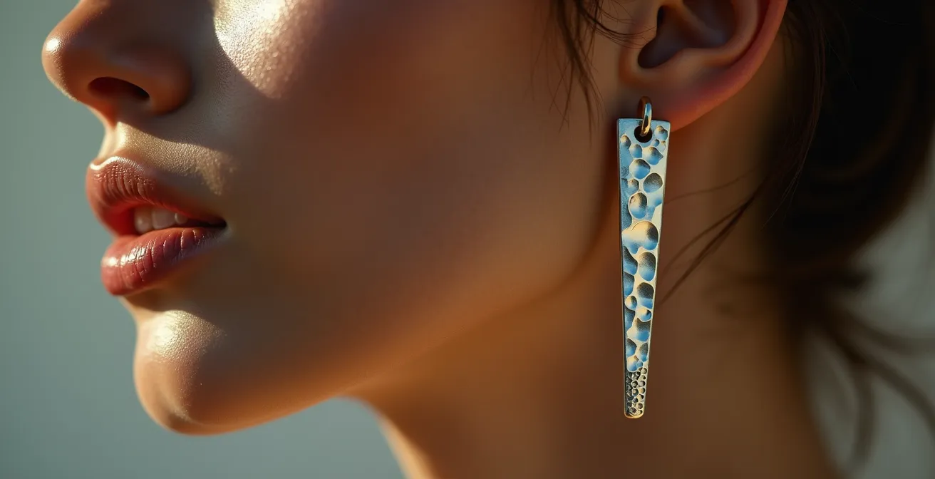 Nahaufnahme verschiedener Gesichtsformen mit passenden asymmetrischen Ohrringen