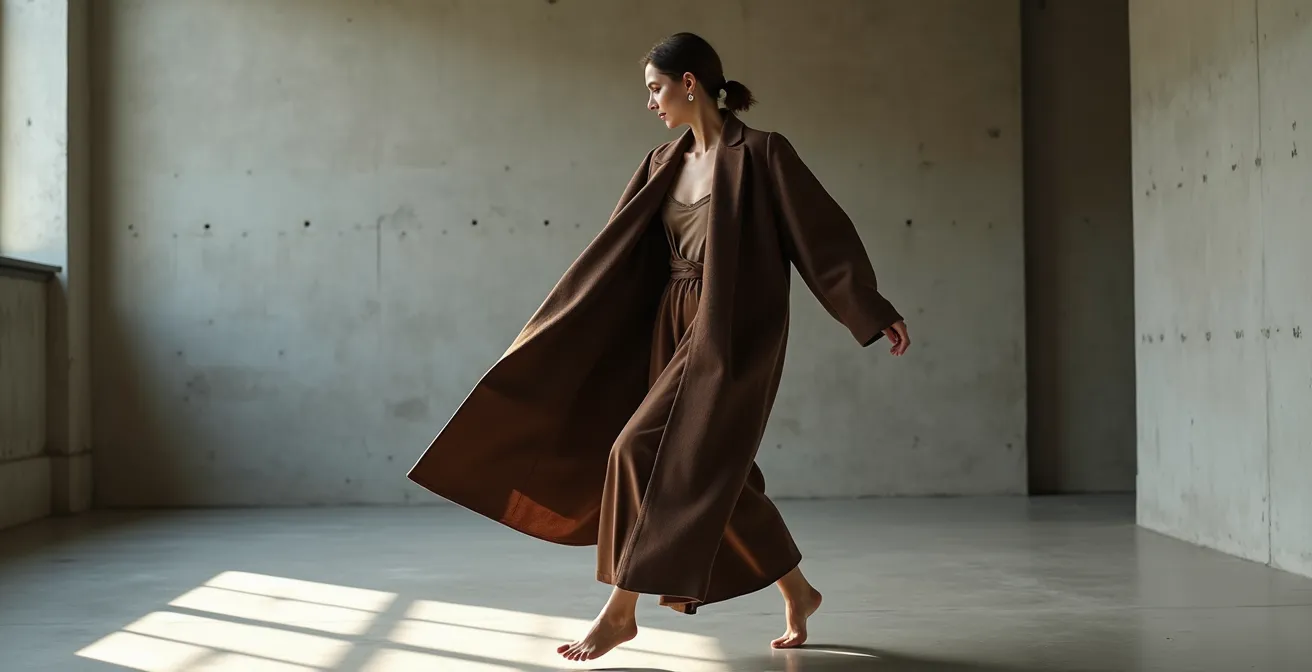 Oversize-Mode kunstvoll arrangiert mit Kontrast zwischen Masse und Leichtigkeit